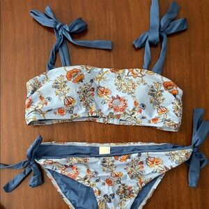 Chelsea & Violet Blue Floral Tie Bikini Set